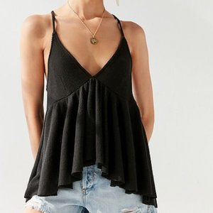 Urban Outfitters Black Racerback Babydoll Tank (Small)